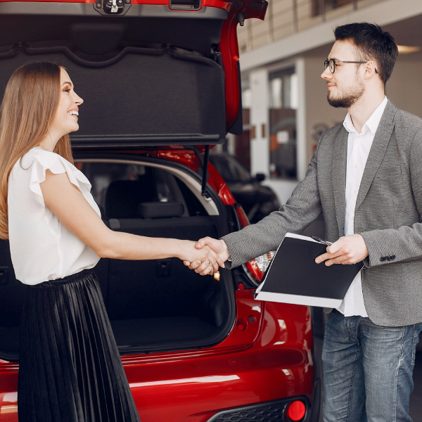 Car dealership consultation with customers